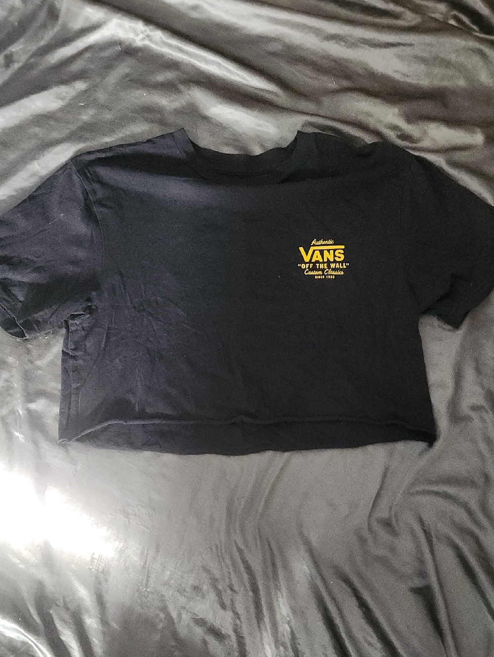 Vans Black Cropped Tee with Yellow Logo